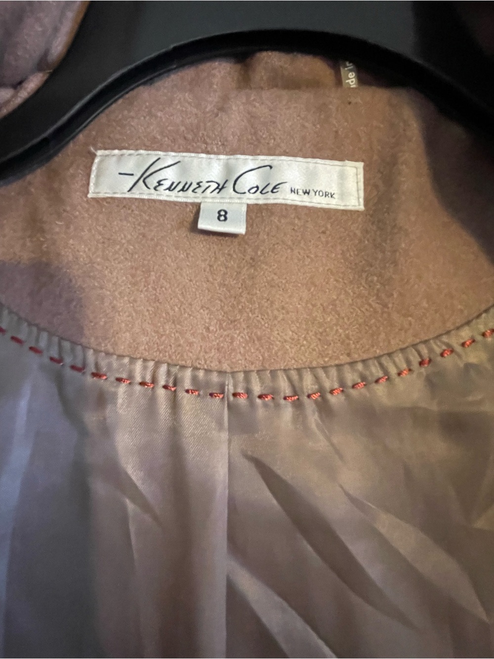 Kenneth Cole New York Taupe Quilted-Sleeve Trench Coat with Faux Fur Trim - Picture 8 of 10